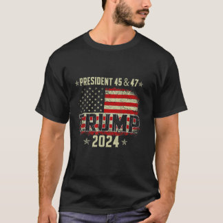 45 47 Trump 2024 American Flag T Shirt