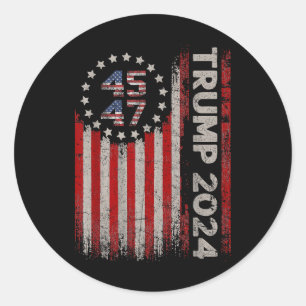 45 47 Trump 2025 Amerikanische Flagge Runder Aufkleber