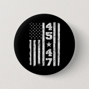 45 47 Trump Vintag US-Flagge 2024 Präsident Electi Button