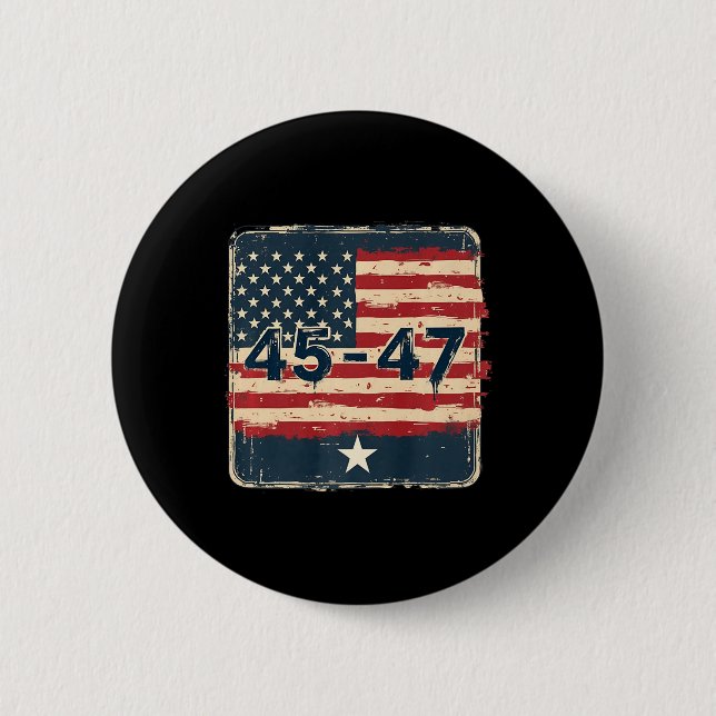 45 47 Trump Vintage Flagge der USA Button (Vorderseite)