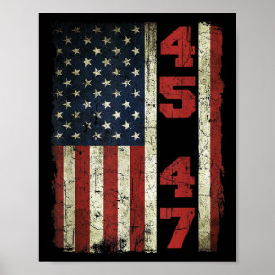 45 47 Trump Vintage USA-Flagge 2025 Präsident Wähl Poster