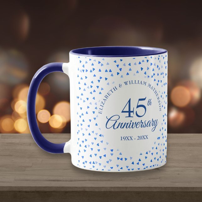 45. 65. Hochzeit Jubiläum Liebe Hearts Confetti Tasse (45th 65th Wedding Anniversary Love Hearts Confetti Mug)