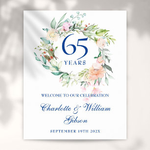 45. - 65. Hochzeitsjubiläum Blumiges Willkommenssc Poster