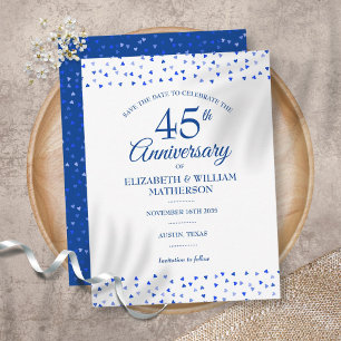 45. 65. Hochzeitsjubiläum Hearts Save the Date Postkarte