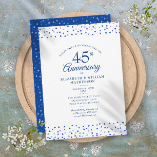 45. 65. Hochzeitsjubiläum Saphirblaue Liebesherzen Einladung