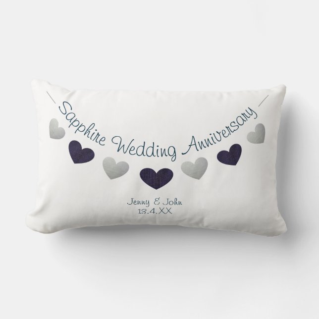 45./65. Saphire Hochzeitstag Lendenkissen (Vorderseite)