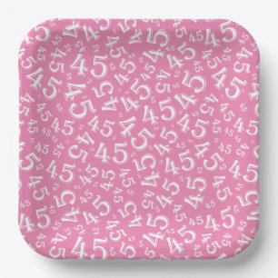 45 Assiettes en papier roses et blanches à motif n