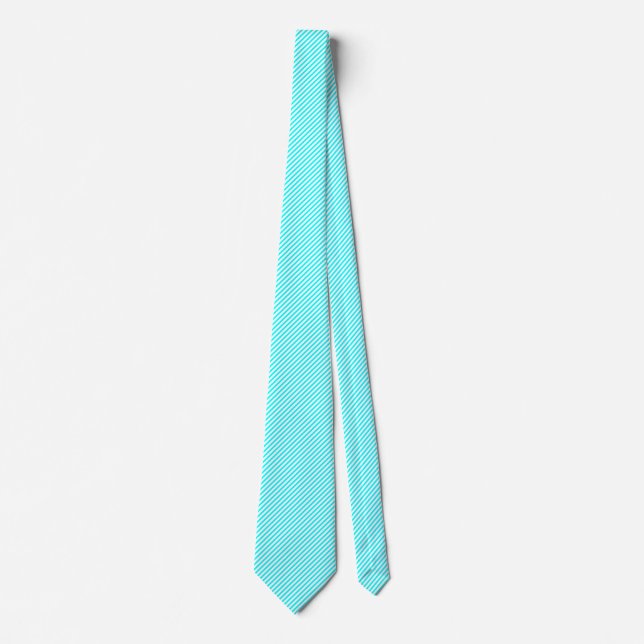 45 Deg White und Cyan Blue Lines Krawatte (Vorderseite)