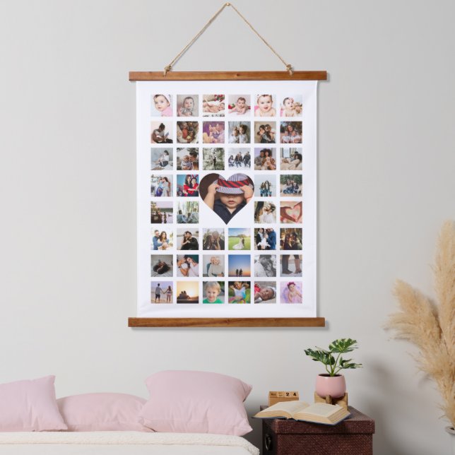 45 Fotomaterial Personalisiert mit Herz Wandteppich Mit Holzrahmen (Schlafzimmer)