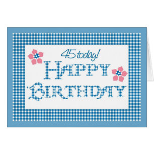 45. Geburtstag, Blue Karo Gingham Pattern