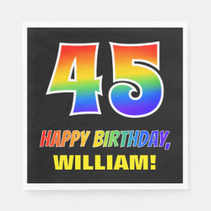 45. Geburtstag: Bold, Fun, Simple, Rainbow 45 Serviette