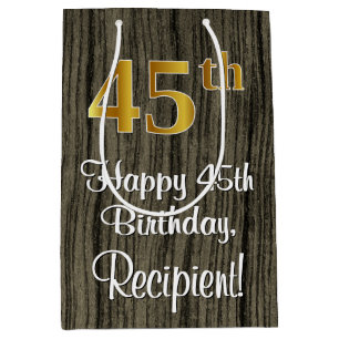 45. Geburtstag: Elegantes Faux-Gold-Look #, Faux-H Mittlere Geschenktüte