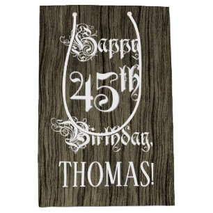 45. Geburtstag: Extravagant, Imitate Holzsehen + I Mittlere Geschenktüte