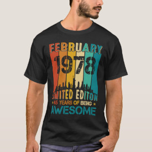 45. Geburtstag Februar 1978 45 Jahre Awes T-Shirt