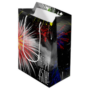 45. Geburtstag Feuerwerk in Clouds Medium Geschenk Mittlere Geschenktüte
