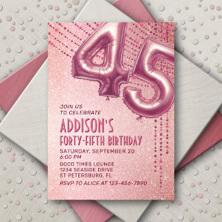 45. Geburtstag Frauen Rose Gold Einladung