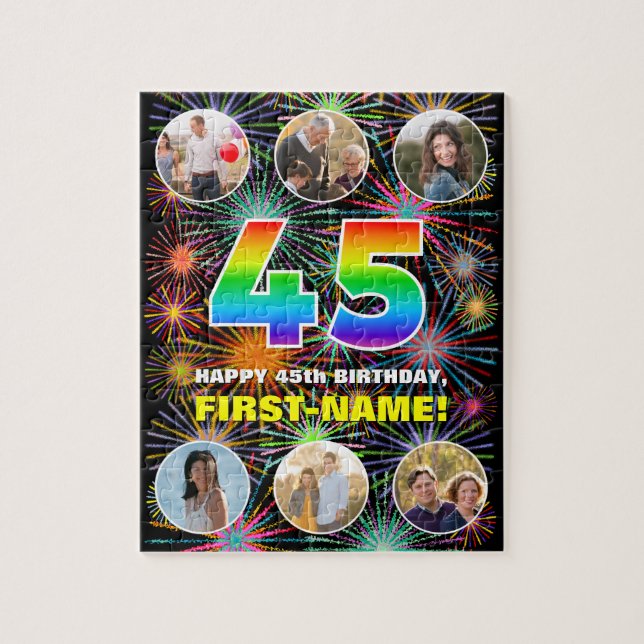 45. Geburtstag: Fun Rainbow #, Individuelle Name + (Vertikal)