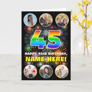 45. Geburtstag: Fun Rainbow #, Individuelle Name & Karte