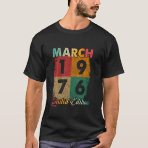45. Geburtstag für ihn 1976 Vintage März 45 Jahre T-Shirt