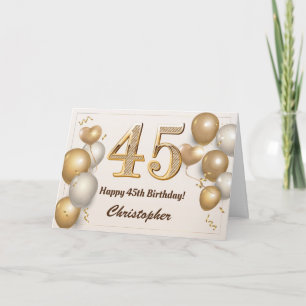 45. Geburtstag Gold Balloons und Confetti Geburtst Karte
