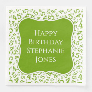 45. Geburtstag Grün/Weiß Muster 45 Serviette