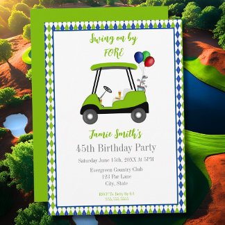 45. Geburtstag Herren Golf Cart Elegante Einladung