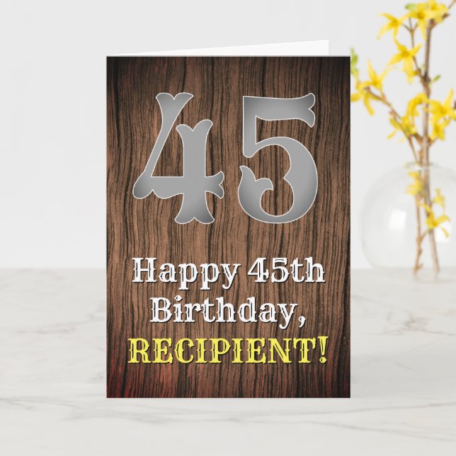 45. Geburtstag: Inspirierter Country Western Look, Karte (Gelbe Blume)