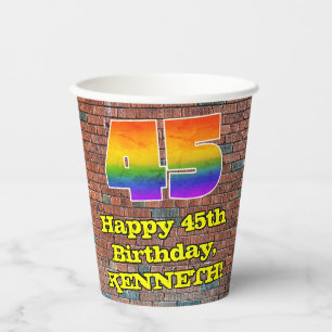 45. Geburtstag: Lustige Graffiti-inspirierte Regen Pappbecher