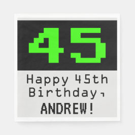 45. Geburtstag - Nerdy / Geeky Style "45" & Name Serviette