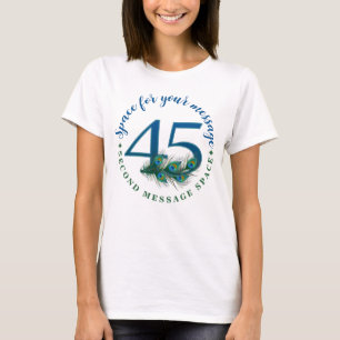 45. Geburtstag oder Jubiläum Pfauenfedern T-Shirt