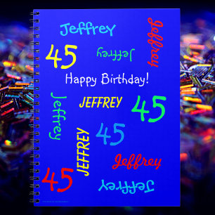 45. Geburtstag Party Blue Guest Book, Name, Spiral Notizblock