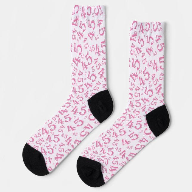 45. Geburtstag Pink Random Number Pattern Socken (Linkes Detail)