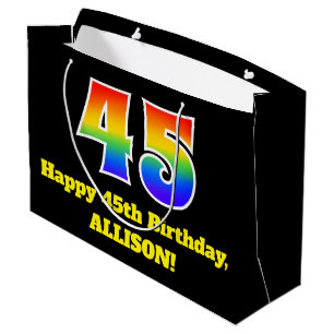 45. Geburtstag ~ Spaß, bunt, lebhaft, Regenbogen 4 Große Geschenktüte