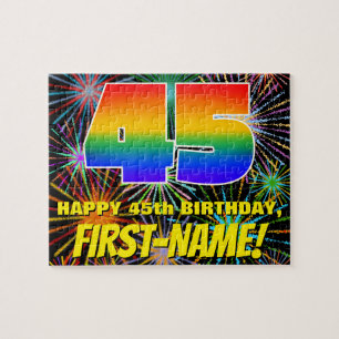 45. Geburtstag: Spaß, bunte feierliche Feuerwerke