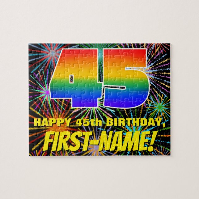 45. Geburtstag: Spaß, bunte feierliche Feuerwerke (Horizontal)
