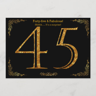 45. Geburtstagsfeier, Gatsby-Styl, schwarzer Glitz Einladung