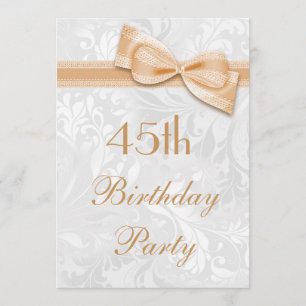 45. Geburtstagsparty Damask and Imitats Bow Einladung