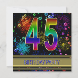 45. Geburtstagsparty Einladung mit Blasen