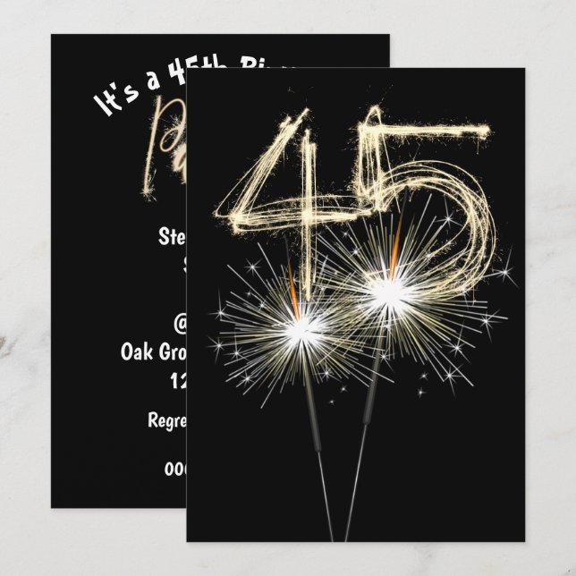 45. Geburtstagsparty Sparklers Einladung (Vorne/Hinten)