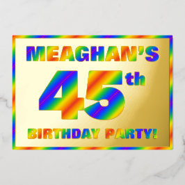 45. Geburtstagsparty — Spaß, Regenbogenspektrum "4 Folieneinladung