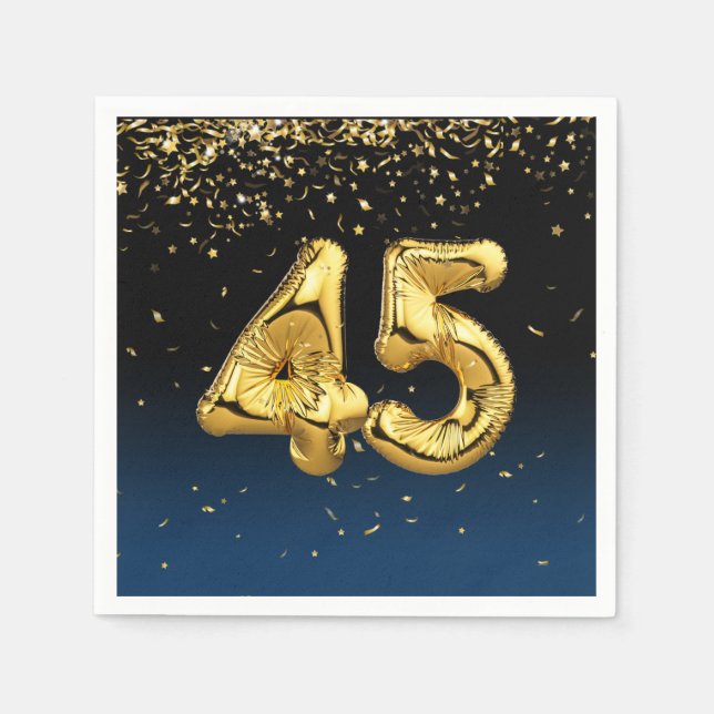 45. Goldballons und Confetti Napkins Serviette (Vorderseite)