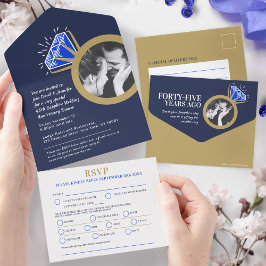 45. Hochzeitstag Abendessen Saphirring-Mahlzeit All In One Einladung