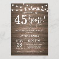 45. Hochzeitstag Einladung rustikales Holz
