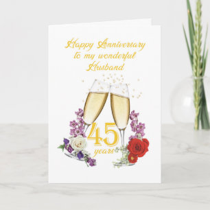 45. Hochzeitstag für Ehemann mit Champagner Karte