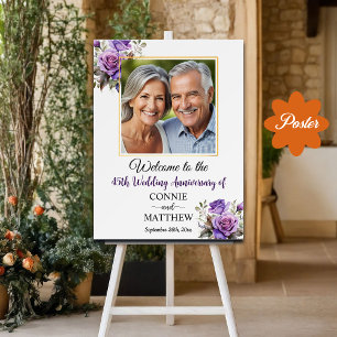 45. Hochzeitstag Gold Frame Lila Rose Poster