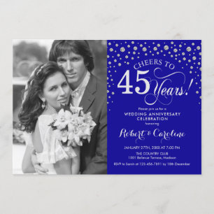 45. Hochzeitstag mit Foto - Silberblau Einladung