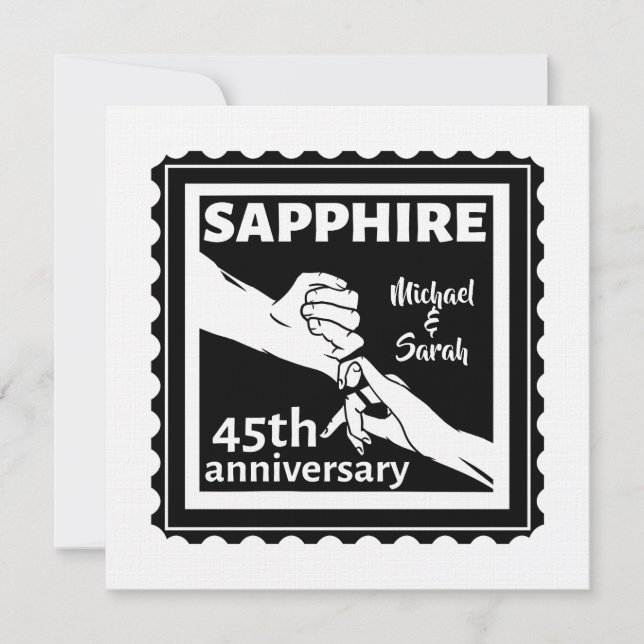 45. Hochzeitstag Sapphire Händchen Einladung (Vorderseite)