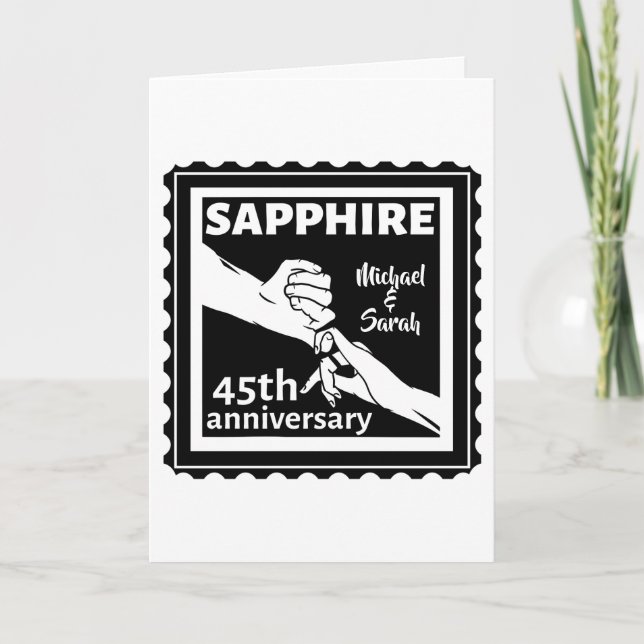 45. Hochzeitstag Sapphire Händchen Karte (Vorderseite)