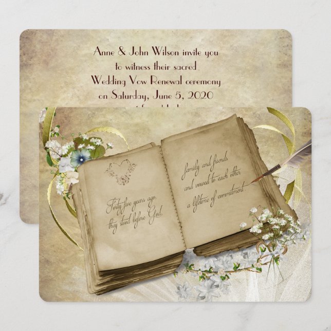 45. Hochzeitstag Vintage Neueröffnung Einladung (Vorne/Hinten)