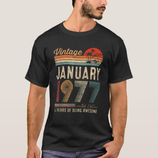 45 Jahre alt 45. Geburtstag Vintag Januar 1977 Män T-Shirt
